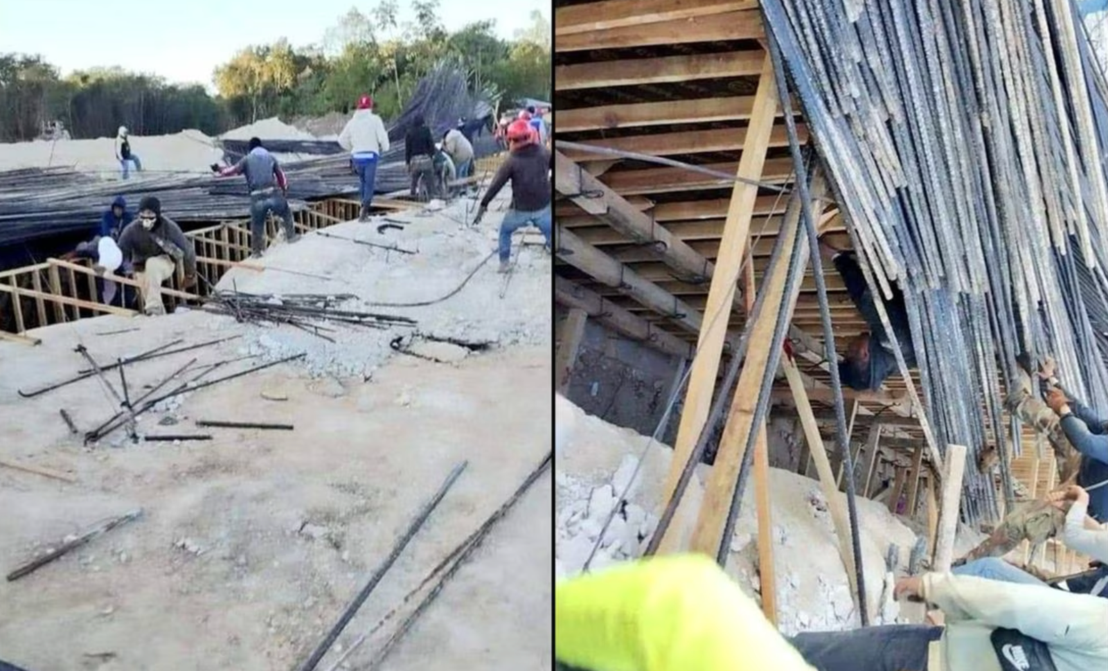 Una estructura del Tramo 6 del Tren Maya colapsó este sábado 11 de febrero de 2023, en el poblado de Pedro Santos, entre los municipios de Bacalar y Felipe Carrillo Puerto
